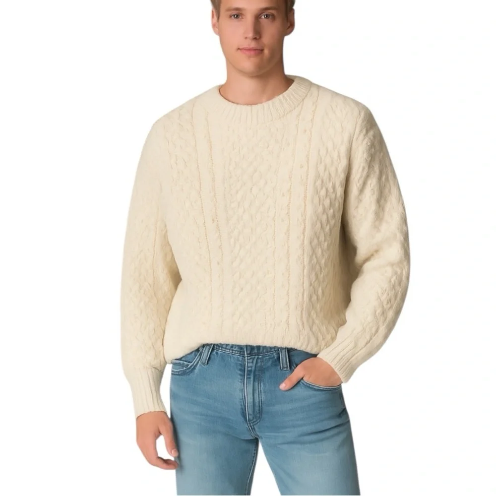 Vintage Highland Homes Fisherman Wool Cable Knit Sweater XL Scotland Rustic - Picture 1 of 7